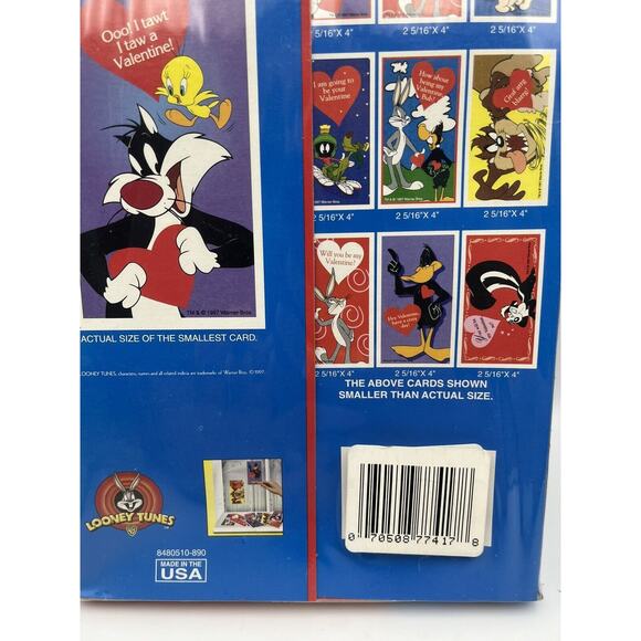 Vintage 1997 LOONEY TUNES 32 Valentines DAY CARDS Sylvester Stickers Made In USA - Picture 3 of 5